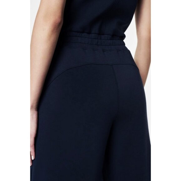 Spanx AirEssentials Sleeveless Jumpsuit Classic Navy Romper Open Back Wide Leg L - Picture 4 of 14